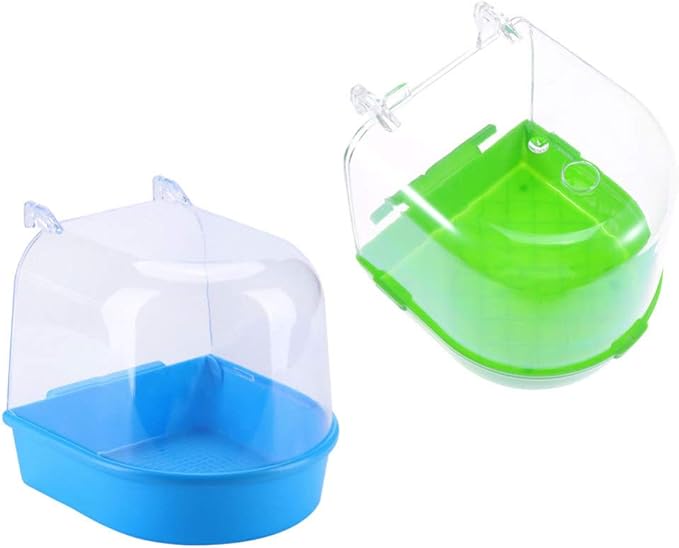 GANAZONO Bird Bathtub Hanging Bath Box for Small Pet Birds Parakeets Lovebirds Cage Accessory Bird Bath Deep Bowl for Health and Cooling