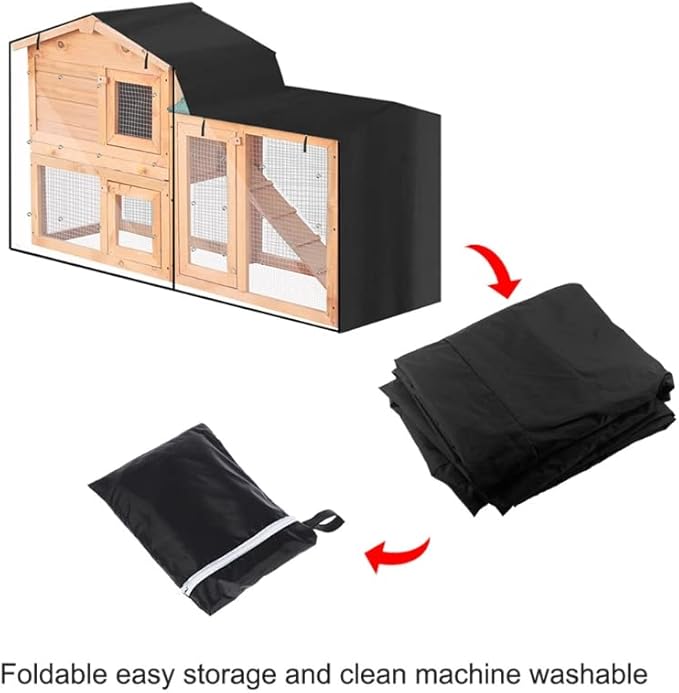 Rabbit Hutch Cover 210D Durable Thermal Covers Pet Crate Covering for Cage with Pointed Window Easy to Install Two Size Pet Crate Cover Large
