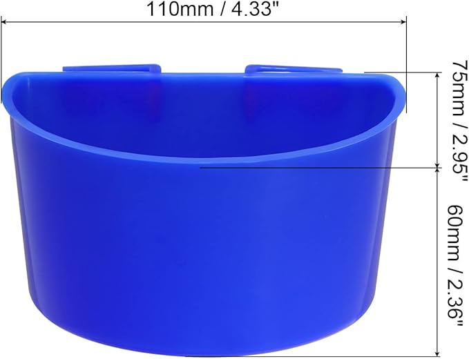 PATIKIL Mini Bird Feeder Cage Cups, 10 Pack Pigeon Water Bowl Large Feeding Sand Cup Hanging Container for Parrot Poultry, Blue