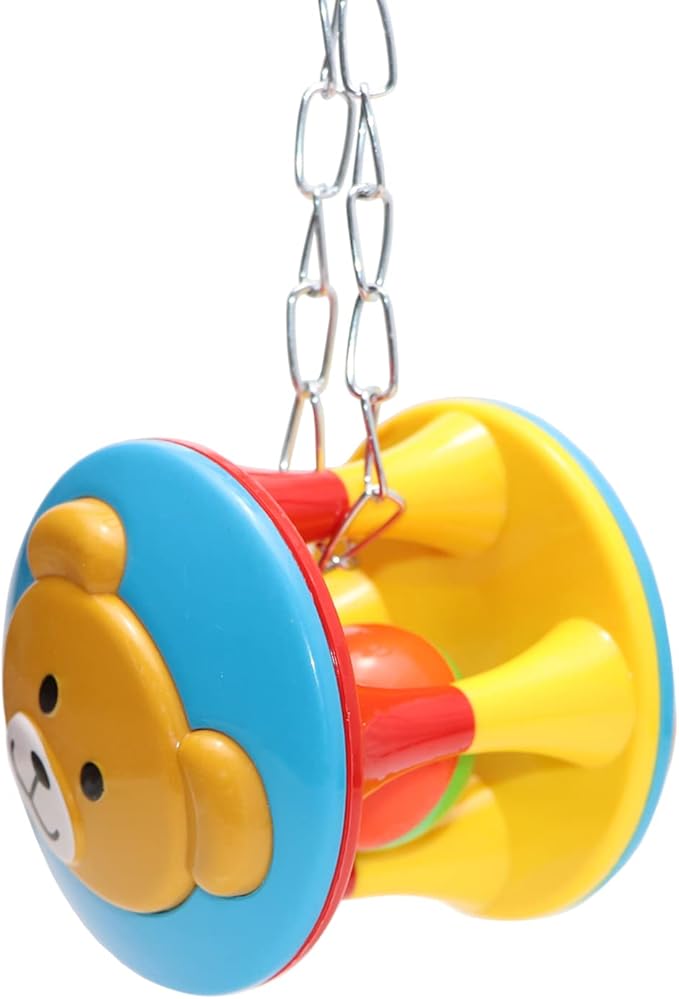 Wontee Bird Hanging Ball with Bell Colorful Chewing Treat Toy for Parrot Parakeet Cockatiel Conure Lovebird Dog Puppy Cat (1 PCS-Random)