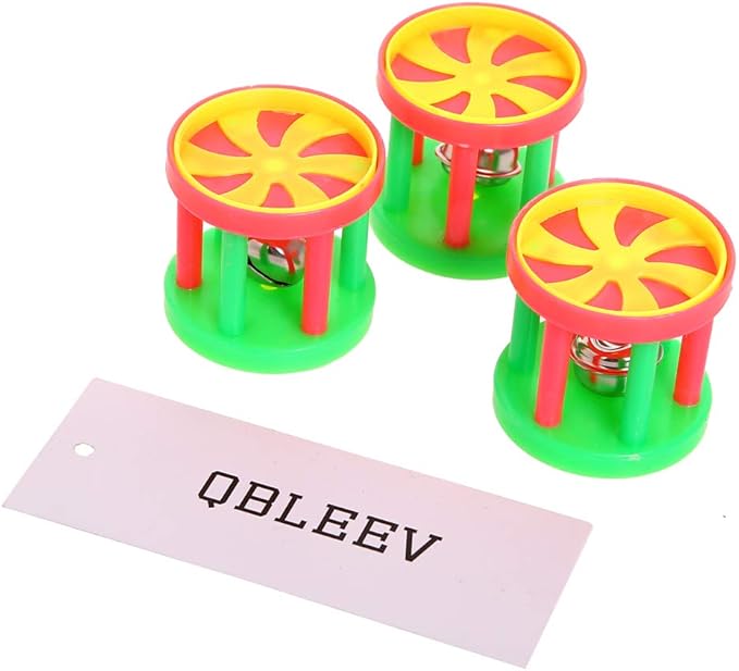 QBLEEV Bird Roller Rattles Toys, Parrot Foot Toys, Foraging Chewing Bell Training Trick Toys, Birds Play Gym Activity Center Cage Accessories for Small Parrots-3 Pack