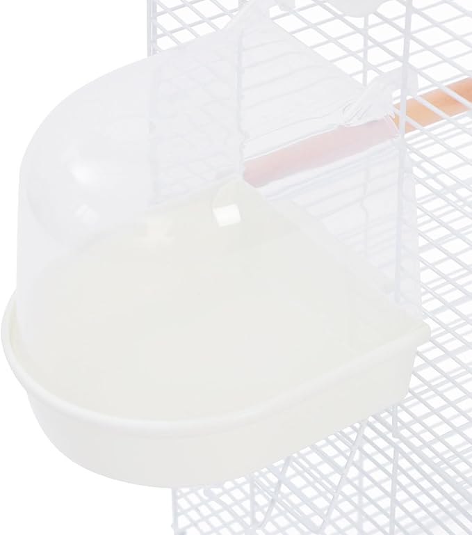 Large Bird Cage, 15.74×11.02×27.95In Wrought Iron Bird Cage, Spacious Flight Cage with Pull-Out Chassis, Modern Pet Habitat for Budgies Canaries and Small Birds (White)