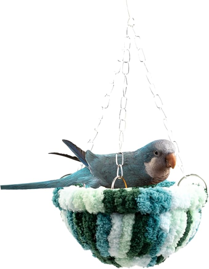 Warm Nest Bed Large Bird Swing Toy for Parrot Cockatiel Parakeet African Grey Cockatoo Macaw Amazon Conure Budgie Canary Lovebird Finch Hamster Chinchilla Cage Perch (Blue)