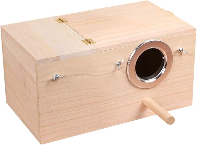 YJJKJ Wood Parakeet Nest Box Pet Bird House Parrot Breeding Mating Box Bird Cage Box for Lovebirds Cockatiel Parrotlets Budgerigar Parakeet (XL)