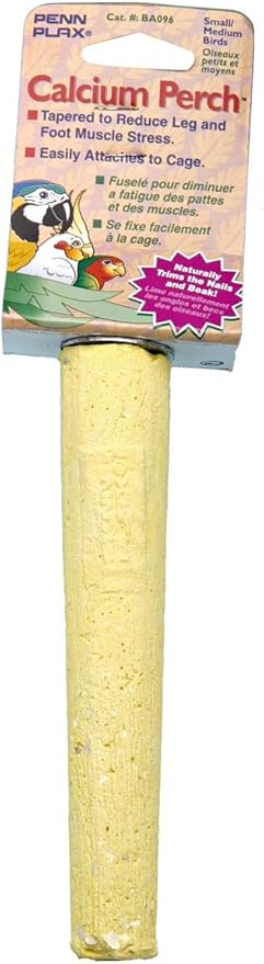 Penn-Plax Bird-Life Calcium Trimmer-Perch, Naturally Trims Nails & Beak - Easy-Mounting Bird Perch Stand for Cages - Great for Parakeets, Parrotlets, Lovebirds and Other Small Birds. - Yellow, 6 Inch