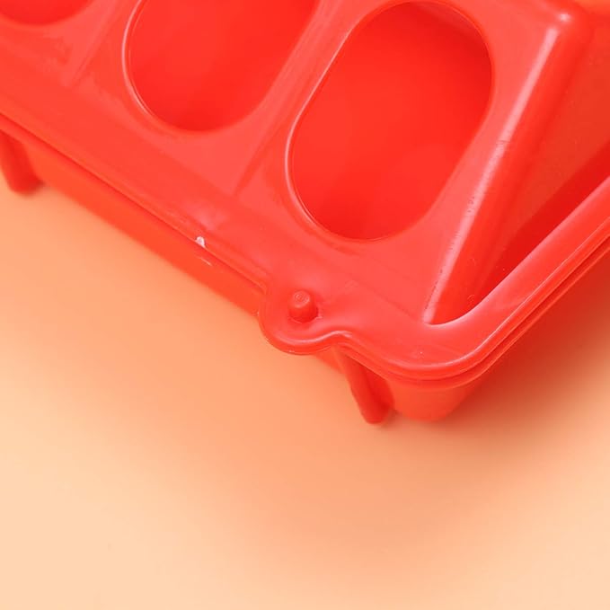 Pigeon Feeder Slot Container Fowl Feeding Dish Pigeon Storage Trough Bird Food Dispenser Parrot Feeder Duck Food Bowl for Poultry (Red)