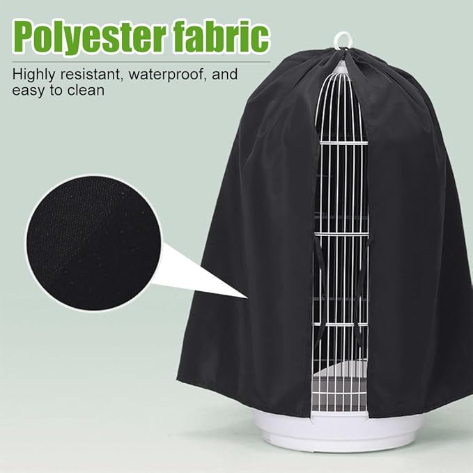 DONGKER Bird Cage Cover,Polyester Rain-Proof Parrot Blackout Birdcage Shade for 11.8"-15.7" Dia,25.6"-27.6" Height Round Birds Cages Windproofing & Warmth & Light-Proof