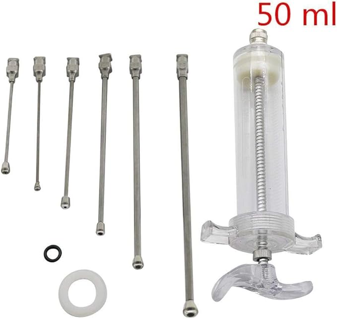 YITON Bird Feeder 50Ml Animal Feeding Syringe with 6Pcs Straight Stainless Steel Gavage Tubes Bird Feeding Accessories 1Set