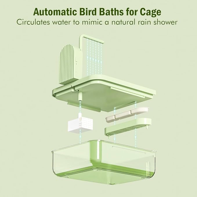 Bird Bath for Cage, Automatic Parakeet Bath with Pump, Indoor Bird Shower with Running Water, Filter, Bird Cage Accessory for Pet Birds, Lovebirds, Finches, Cockatiel