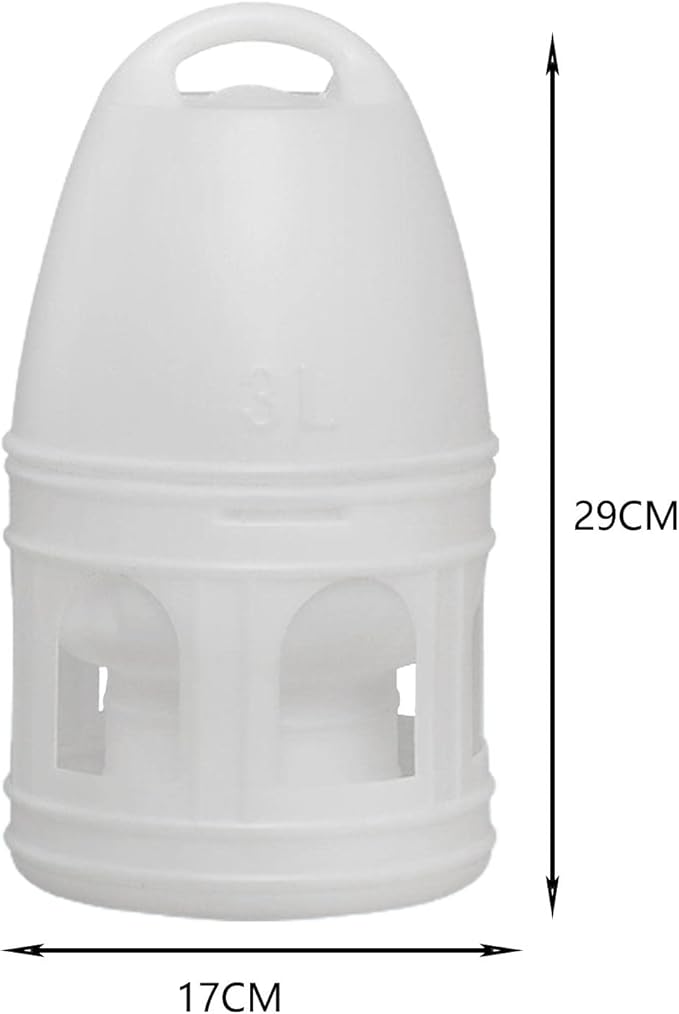MagiDeal Bird Water Drinker/Quail Parakeet Dove Parrot Pigeon Water Dispenser Feeder with Hanging Handle/Bird Cage Accessories Waterer Large Capacity/, White 3L