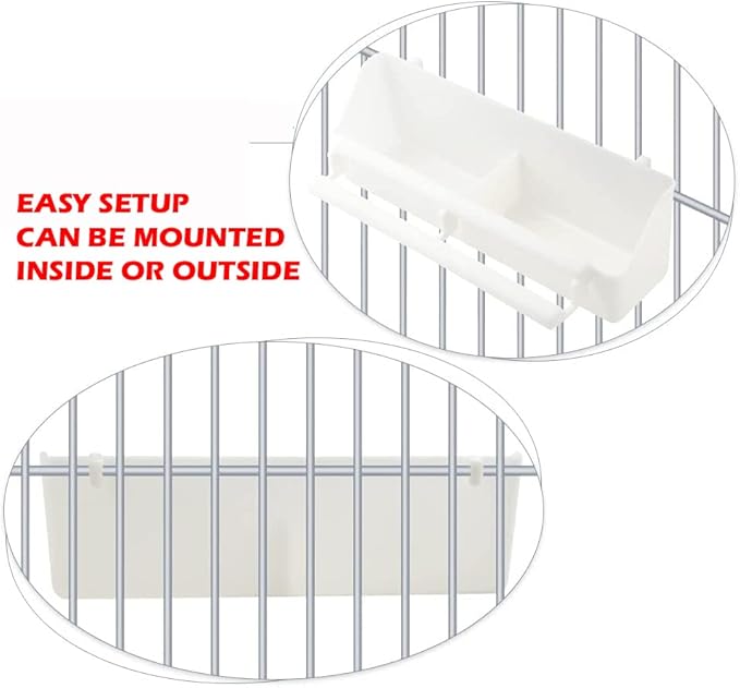 Lot of 2 Bird Parrot Cage Heavy Duty Double Plastic Seed Water Feeder Cups