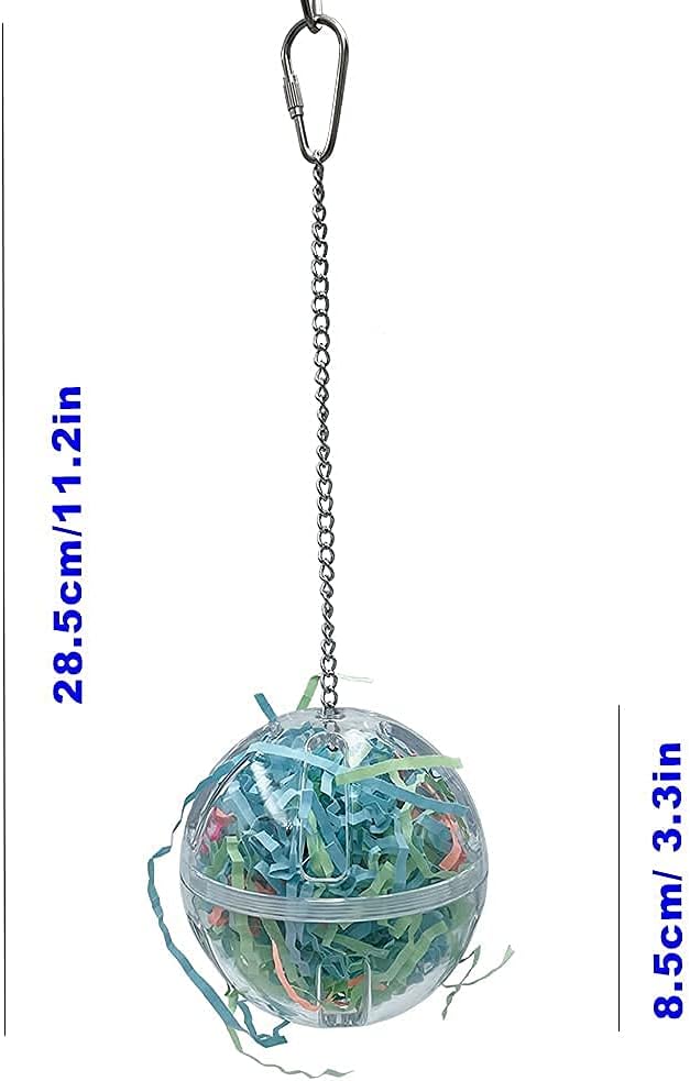 3.5" Hanging Plastic Forager Ball Toy to Unscrew with shredding Paper Inside for Medium and Large Parrot