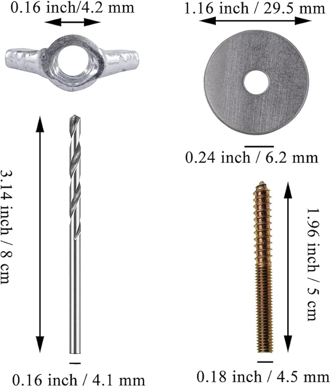 Bird Cage Feeder Stand Perches Accessories Hardware 16 Clamps 8 Screws 8 Bolts 1 Drill for Holding Water Food Cups Bowls Metal Replacements Hamster Board Pole Fixing Breeding Box Double-Headed Screw