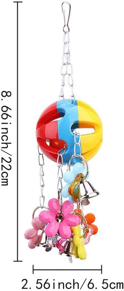 Bird String Ball Toy Parrot Pet Cage Toy Chew Bite with Hanging Swing Bell for Small Parakeet African Grey Cockatiel Cockatoo Finch Canary Cage Accessories …