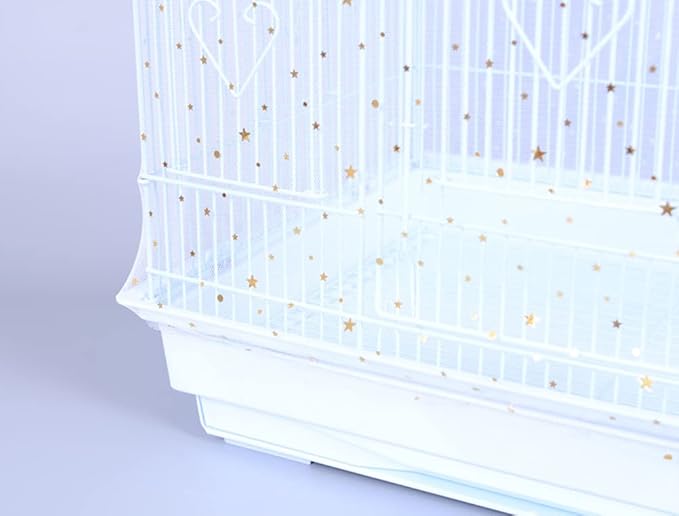 Birdcage Cover - Mesh Net Cover - Adjustable - Seed & Feather Catcher - Nylon Mesh - Parrot Cage Skirt - White