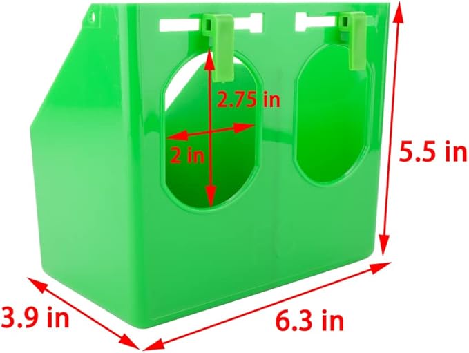 2 Pcs Pigeon Plastic Feeder, Dove Bird Food Feeding Hanging Box for Poultry Pigeon Parrot Budgie Parakeet Cage (Two Holes)