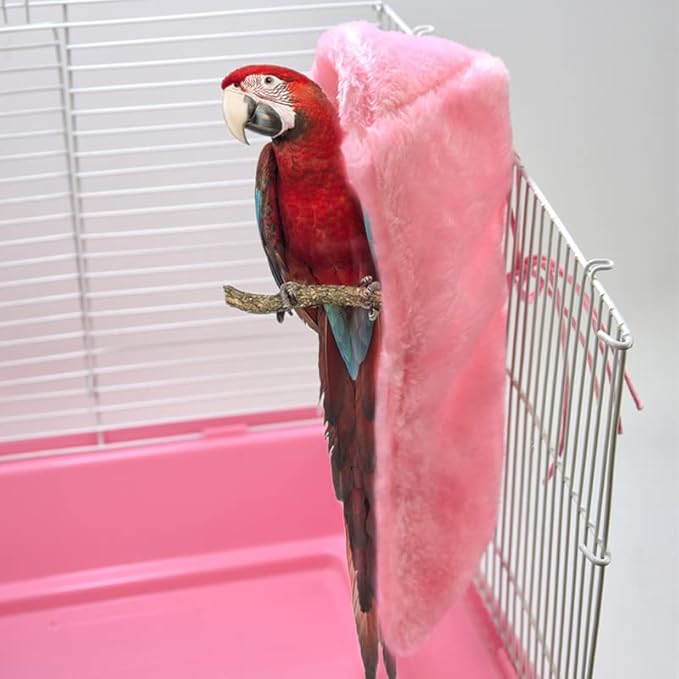 Suxgumoe Comfort Corner Fleece Bird Blanket, Bird Parrot Nest Hanging Toy, Warm Bird Nest for Cage, Hanging Hammock Toy for Parakeet Cockatiel Pigeon (Small, Grey)