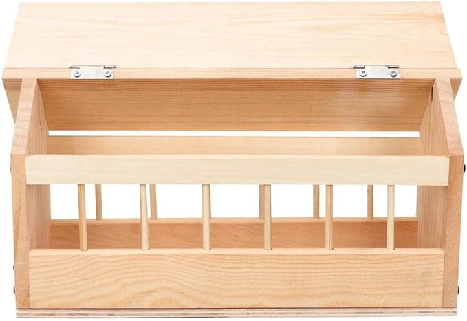 Pigeon Feeding Trough Bird Feeding Dish Dispenser Wooden Feeder Wooden Feeder Food Tool Chicken Duck Poultry House (25cm 8 Holes)