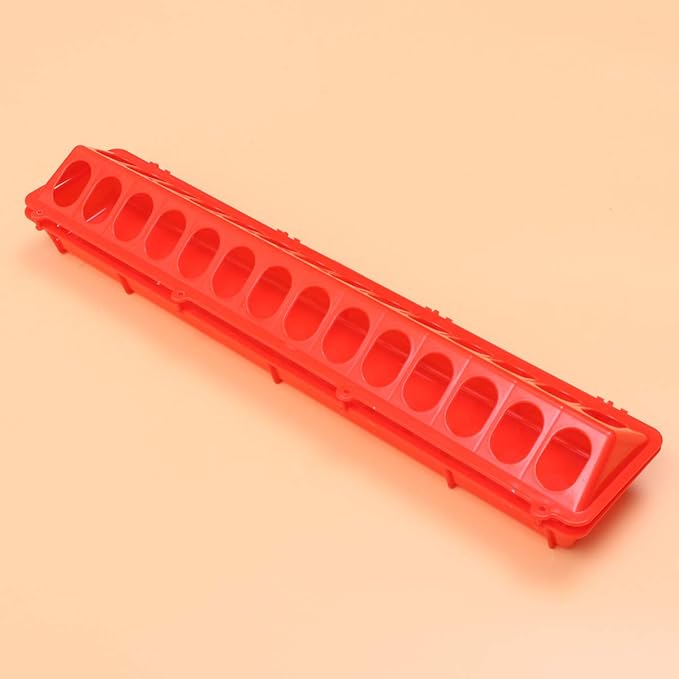Pigeon Feeder Slot Container Fowl Feeding Dish Pigeon Storage Trough Bird Food Dispenser Parrot Feeder Duck Food Bowl for Poultry (Red)