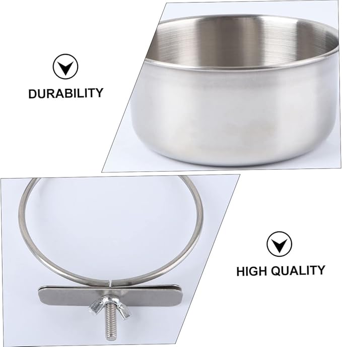 Mipcase 8Pcs Parrot Feeding Bowl and Scoop Set with Stainless Steel Bowls and Natural Willow Branch Bite Chinlon for Bird Cage Feeding and Foraging Activity