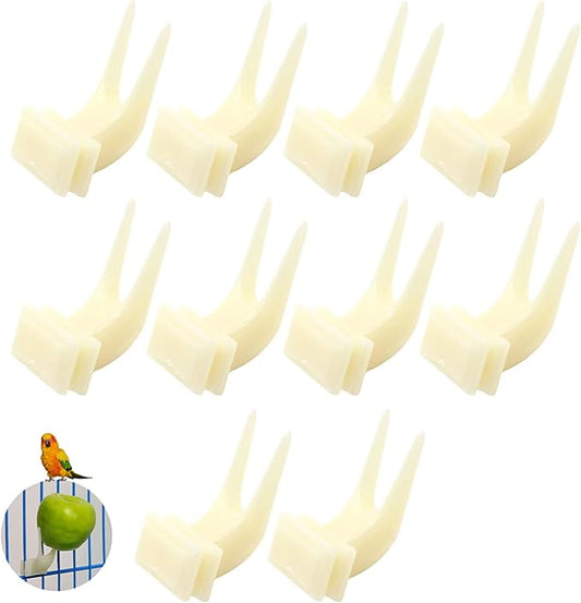 Bird Food Feeder for Cage, Bird Parrots Cage Food Holder Fruit Feeder Fork Set of 10 Fruit Vegetable Feeding Tool Feeding Forks for Cockatoos Treats