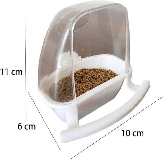 Small Bird Slot Feeder,Bird Cage Feeder Parrot Birds Water Hanging Bowl Parakeet Feeder Box Pet Cage Plastic Food Container Bird Supplies(White)
