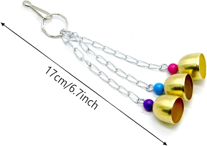 2 Pack Pet Parrot Bell Toy, 6Pcs Stainless Steel Hanging Bells Bird Chewing Toy for Bird Parrot Conure Cockatoo Macaw African Grey Parakeet Cockatiel Lovebird Finch Cage