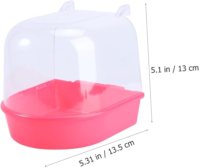 POPETPOP Caged Bird Bath Multi Cage Bird Bath Covered for Small Birds Parrot Canary Parrot(Red)