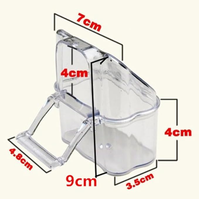 Cabilock 10Pcs Splash-Proof Bird Feeder for Cage Parrot Feeding Box Transparent Bird Food Bowls Easy Install Hanging Feeding Cups