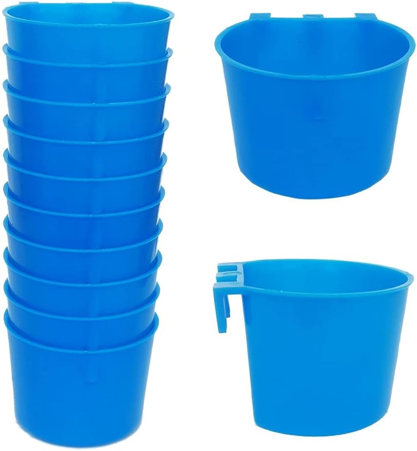 10 Pack Cage Cups Birds Feeders Seed Bowl Chicken Feeding Watering Dish Rabbit Water Food Hanging Wire Cages Box 8oz Coop Cups for Pet Parrot Parakeet Gamefowl Poultry Pigeon
