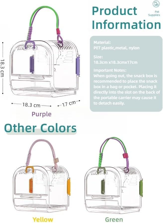 Portable Plastic Bird Cages Lightweight Waterproof Ventilated Travel Bird Cage for Pets Ideal for Outdoor Use Easy to Carry Bird Carrier Perfect for Small Birds and Budgies (Yellow)