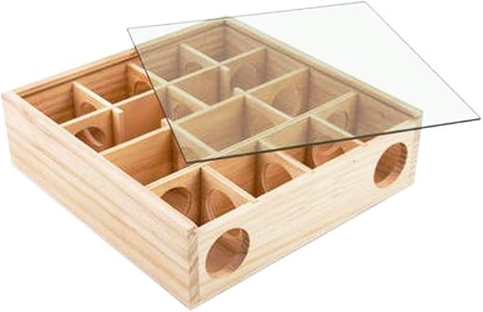 Wooden Maze Tunnel Toy with Cover, Small Pet Animals Sport Toy Funny Toy for Mice Dwarf Hamster Small Gerbil