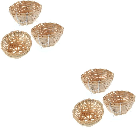 Mipcase 6pcs Handmade Bamboo Bird Nest Hook Country-Style Nest for Birds and Parrots Natural Bamboo Breeding Box for Pets Cozy Hanging Shelter for Your Aviary Decor