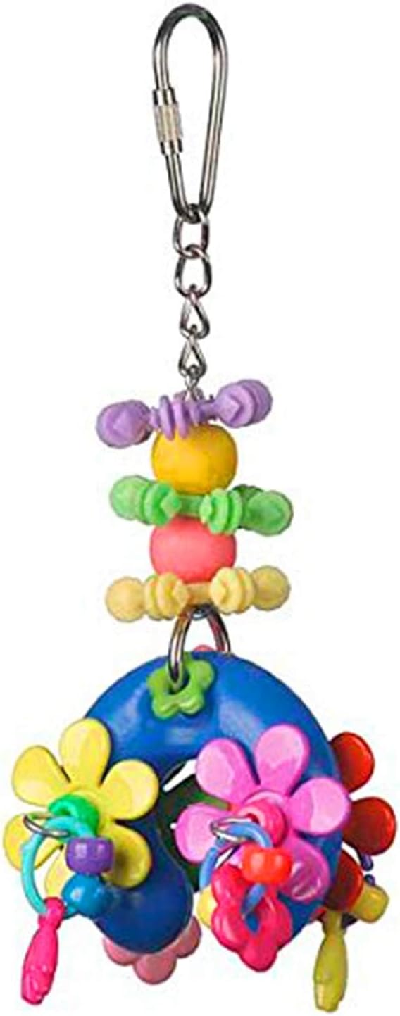 Super Bird Creations SB1085 Flower Power Bird Toy, Small/Medium Bird Size, Ideal for Cockatiels, Parakeets, and Parrots - 7" x 2.5" x 2"