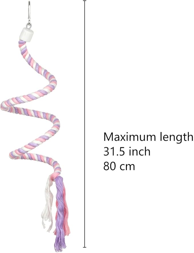 31.5" Bendable Bird Perch Cotton Rope Bird Toy Twistable Ladder Swing Chewable Gym for Parakeets Cockatiels Conures Lovebirds