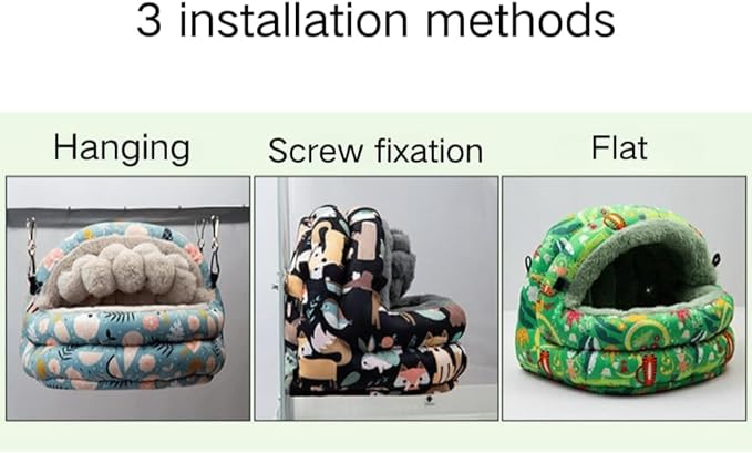 Winter Warm Nest for Parrot Warm House Bird Nest Winter Hanging Hammock Birds Sleeping Bed Parrot Hideway Bed Washable for Quaker Parakeet Cockatiels Budgies Lovebird (Green,Medium)