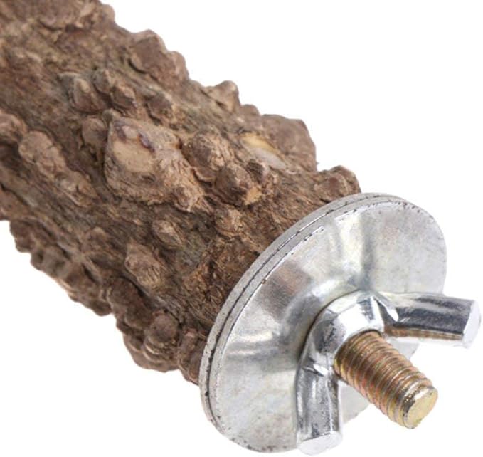 Hypeety Natural Prickly Ash Wood Perch Stand Toy Parrot Stand Holder Paw Grinding Perch Bird Chew Perch for Budgie Parakeet Cockatiel Conure Lovebird (11.79 inch)