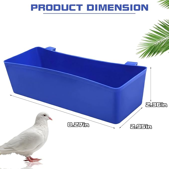 10 Pack Pigeon Plastic Feeder Bird Food Cup Water Bowl for Small Bird Pigeon Parrot Cockatiel Parakeet Conure Finch Chicken Quail Dove (Blue)