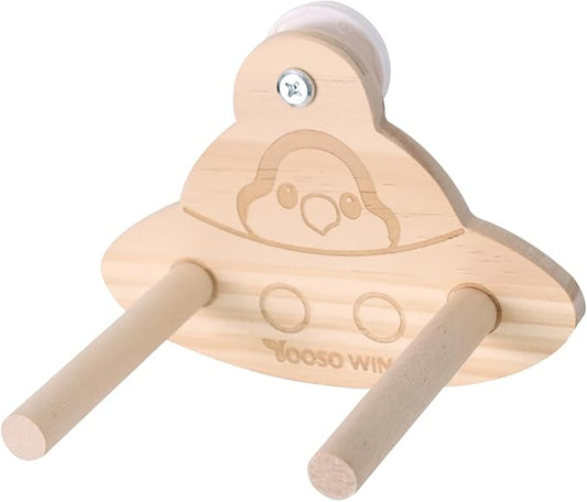 Bird Swing Perch Toy - Wooden Parrot Swing Stand with Wobble Function, Balance Play Gym for Small/Medium Parrots (Budgies, Cockatiels, Lovebirds) Cage Accessories (Myiopsitta monachus Pattern)