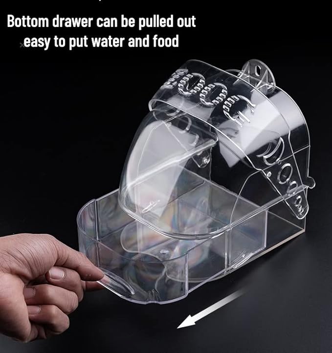 Bird Bath Cage, Cleaning Pet Supplies Cockatiel Bird Clear Bathtub with Hanging Hooks and Bottom Drawer for Little Bird Parrots Spacious Parakeets Portable Shower for Most Birdcage
