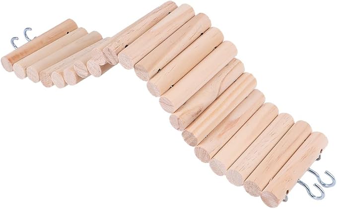 Wooden Hamster Ladder Bridge Chew Toy Small Animal Climbing Ladder for Pet Cage Accessory Supports Balance Coordination with Easy Hanging Design 15.74X2.95X0.39In