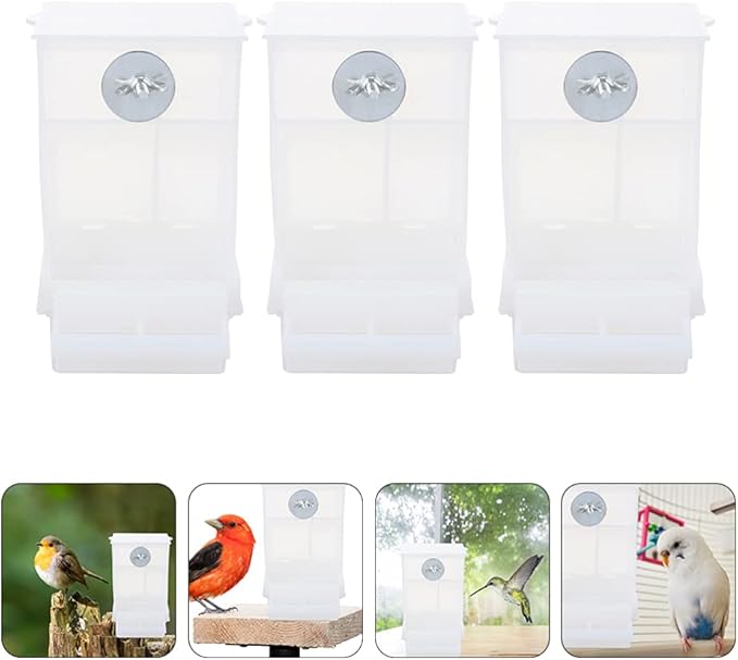 Automatic Bird Feeder No-Mess Bird Feeder Parrot Feeding cage Accessories Suitable for Small and Medium Parrots for (3 pcs)