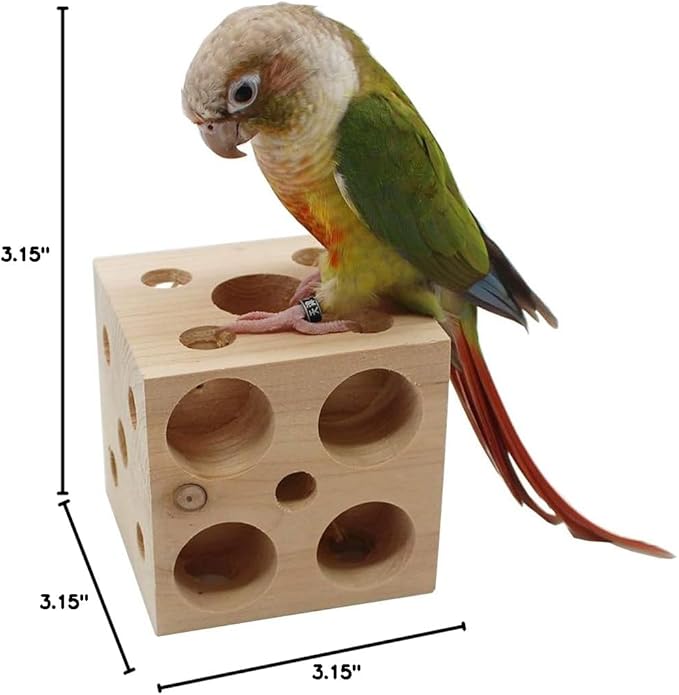 QBLEEV Bird Wooden Block Puzzle Parrot Chicken Foraging Toys, Small Animal Shredding Teething Parakeet Cockatiel Conure Budgie Cage Toys