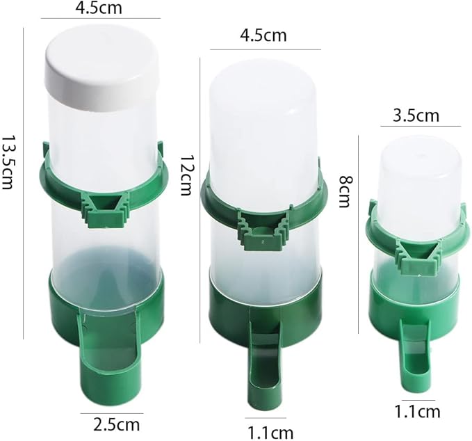 Automatic Water Drinker and Food Dispenser - Hanging Bird Feeder With Clip for Parrots Cages (M-Drinker)