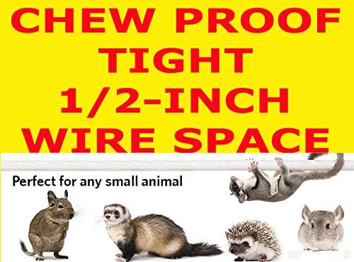 Mcage Extra Large Wrought Iron Double Cage with Center Slide Out Divider 3-Levels Ferret Chinchilla Sugar Glider Cage with Removable Rolling Stand
