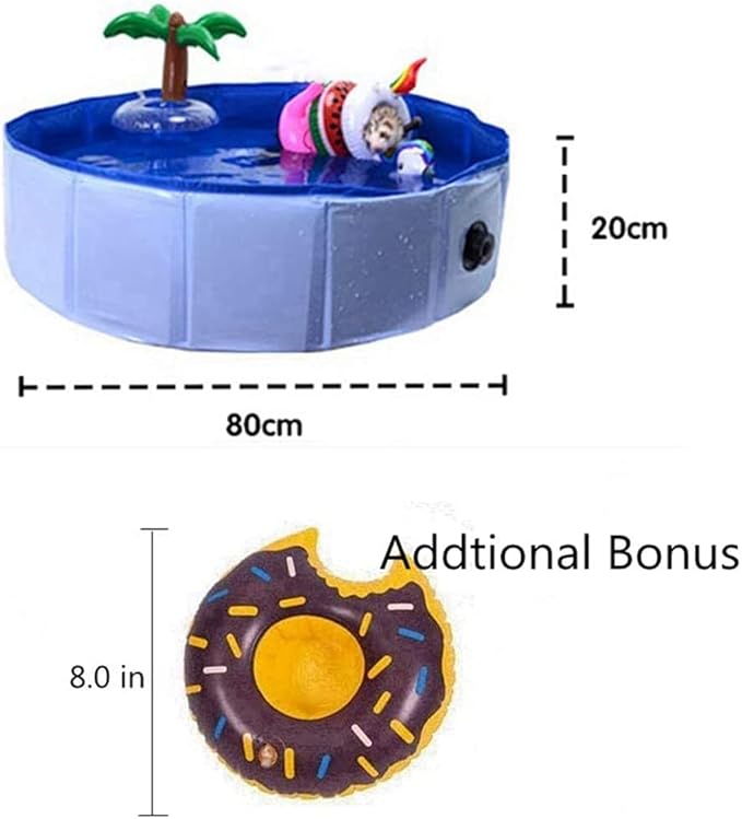 Foldable Collapsible Ferret Bathing & Cooling Swimming Pool, Durable Bath Tub, Swimming Bath Water Washer for Ferrets & Small Animals, Bonus-Ferret Swim Ring (80x20cm(31.5''x7.9''))