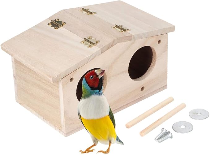 Wooden Bird House, Hanging Birdhouse for Outdoors, Garden Patio Decorative Bird Nesting Box for Finch Bluebird Cardinals, Handmade Hummingbird House