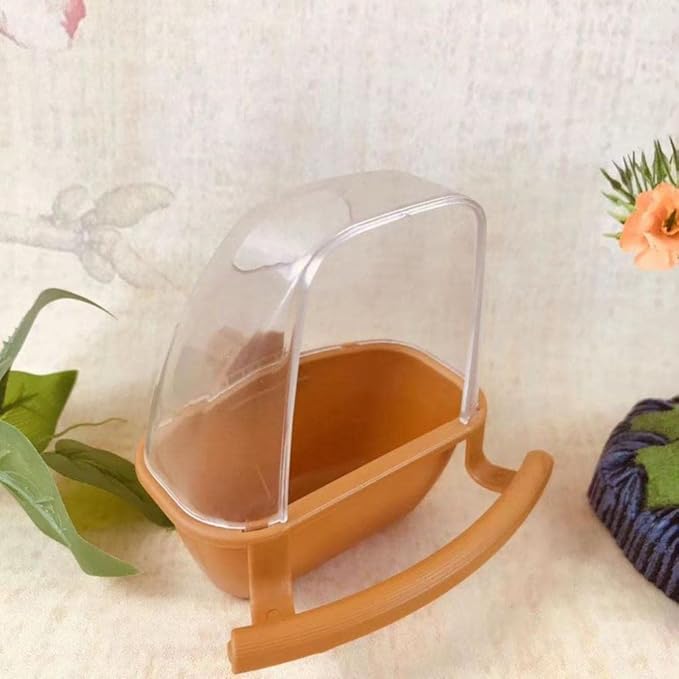 Small Bird Slot Feeder,Bird Cage Feeder Parrot Birds Water Hanging Bowl Parakeet Feeder Box Pet Cage Plastic Food Container Bird Supplies(White)