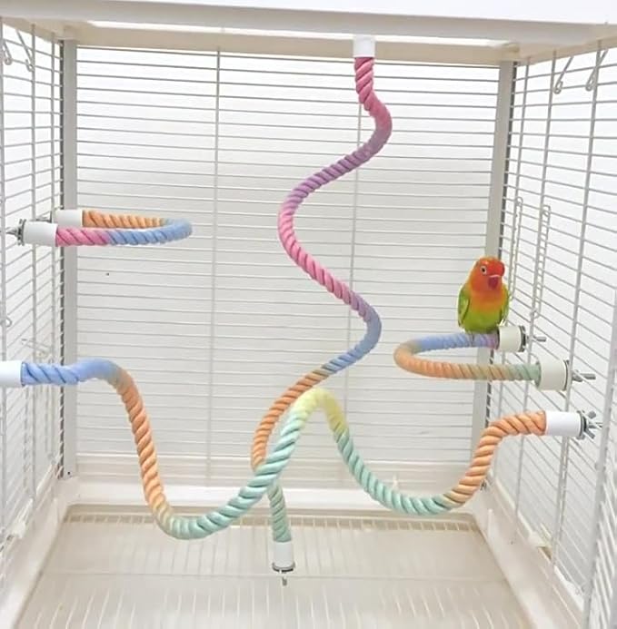3Pcs Rope Perches for Bird Cages, Rope Perch for Parrots, Cockatiels & Parakeets, Bird Cage Accessories