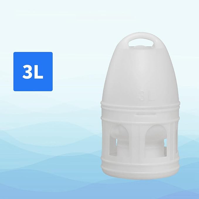 Pigeon Water Dispenser, Large Capacity Bird Water Drinker, Quail Automatic Feeder with Handle Water Pot Container, White 3L